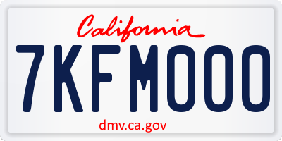 CA license plate 7KFM000