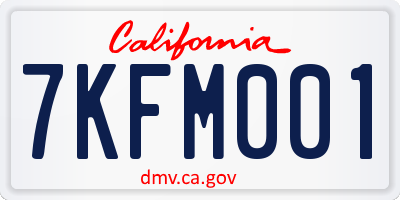 CA license plate 7KFM001