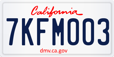 CA license plate 7KFM003