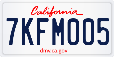 CA license plate 7KFM005