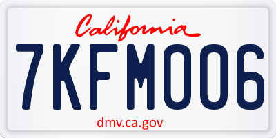 CA license plate 7KFM006