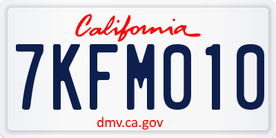 CA license plate 7KFM010