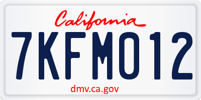 CA license plate 7KFM012