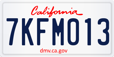 CA license plate 7KFM013