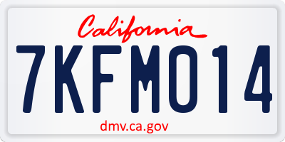 CA license plate 7KFM014