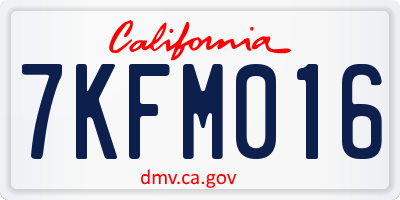 CA license plate 7KFM016