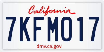 CA license plate 7KFM017