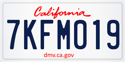 CA license plate 7KFM019