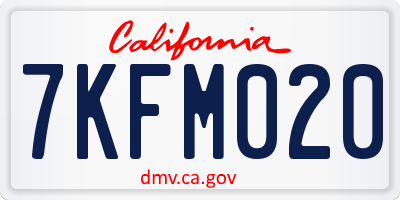 CA license plate 7KFM020
