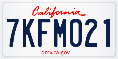 CA license plate 7KFM021