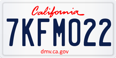 CA license plate 7KFM022