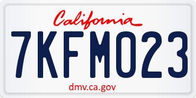 CA license plate 7KFM023