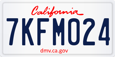 CA license plate 7KFM024