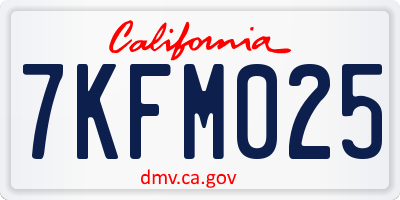 CA license plate 7KFM025