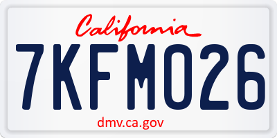 CA license plate 7KFM026