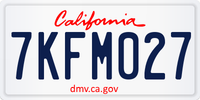 CA license plate 7KFM027