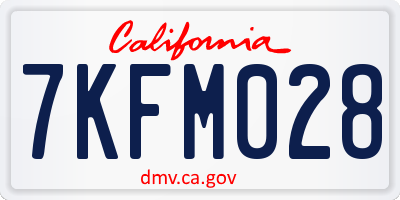CA license plate 7KFM028