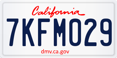 CA license plate 7KFM029