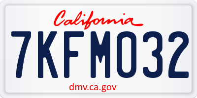 CA license plate 7KFM032