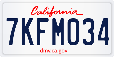 CA license plate 7KFM034