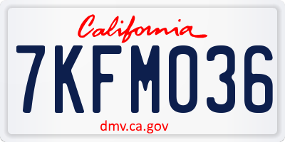 CA license plate 7KFM036