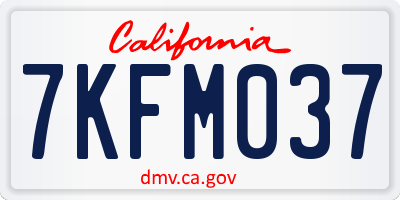CA license plate 7KFM037