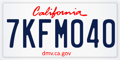 CA license plate 7KFM040