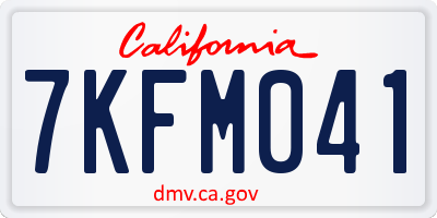 CA license plate 7KFM041