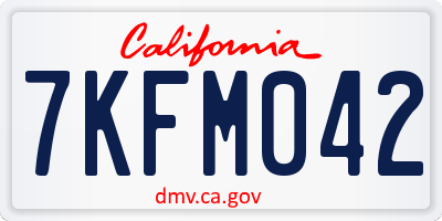CA license plate 7KFM042