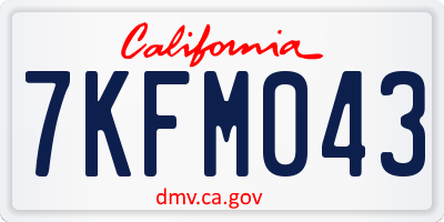 CA license plate 7KFM043