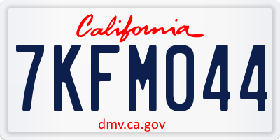 CA license plate 7KFM044
