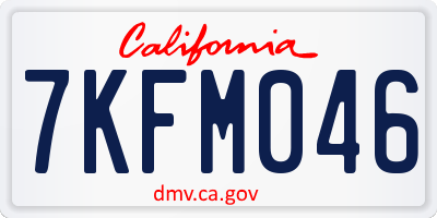CA license plate 7KFM046