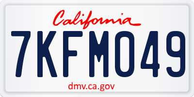CA license plate 7KFM049
