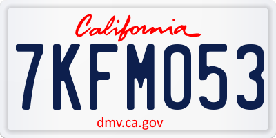CA license plate 7KFM053