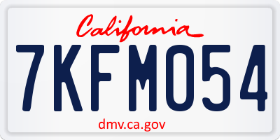 CA license plate 7KFM054