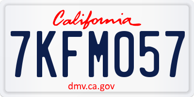 CA license plate 7KFM057