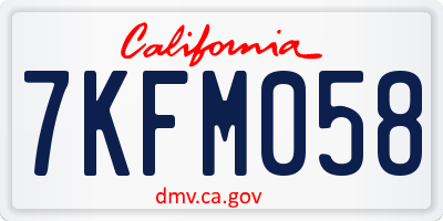 CA license plate 7KFM058