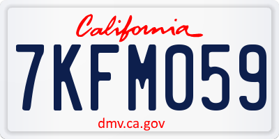 CA license plate 7KFM059