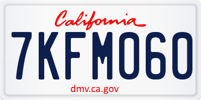 CA license plate 7KFM060