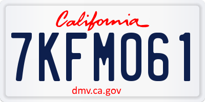CA license plate 7KFM061