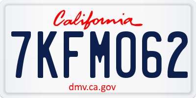CA license plate 7KFM062