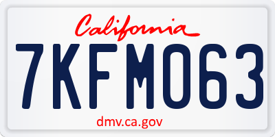 CA license plate 7KFM063