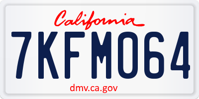 CA license plate 7KFM064