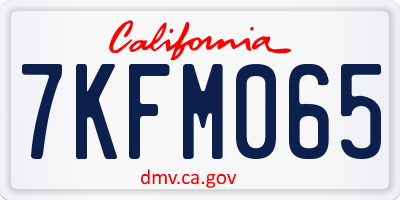 CA license plate 7KFM065