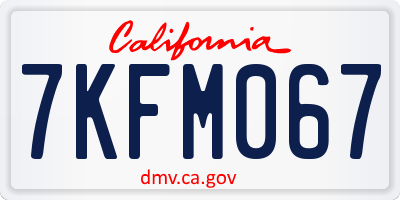 CA license plate 7KFM067