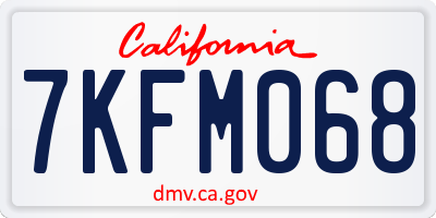 CA license plate 7KFM068