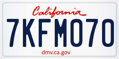 CA license plate 7KFM070