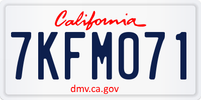 CA license plate 7KFM071