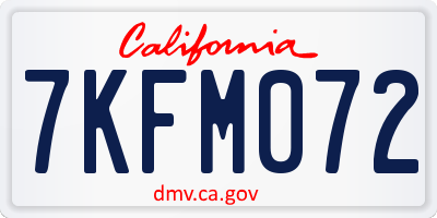CA license plate 7KFM072