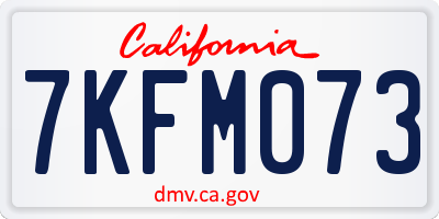 CA license plate 7KFM073
